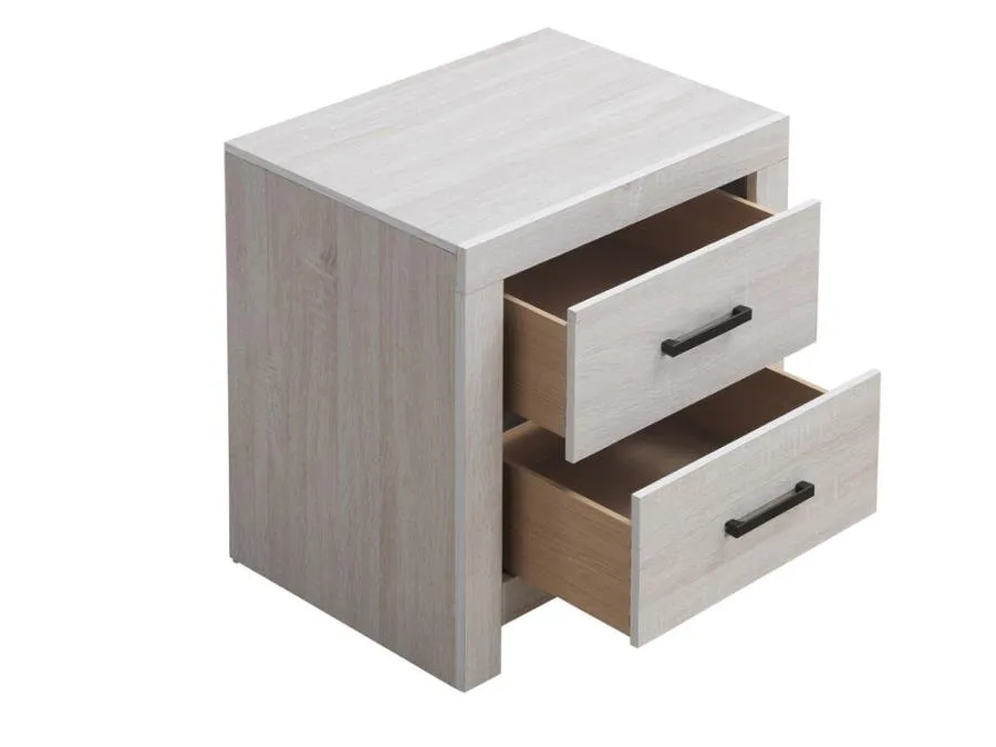 Transitional 2-Drawer Nightstand in Coastal White