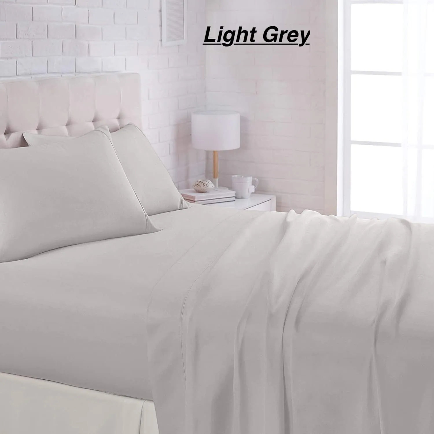 Twin Ultra soft Microfiber Sheet set in Light grey, fits mattresses up to 14"