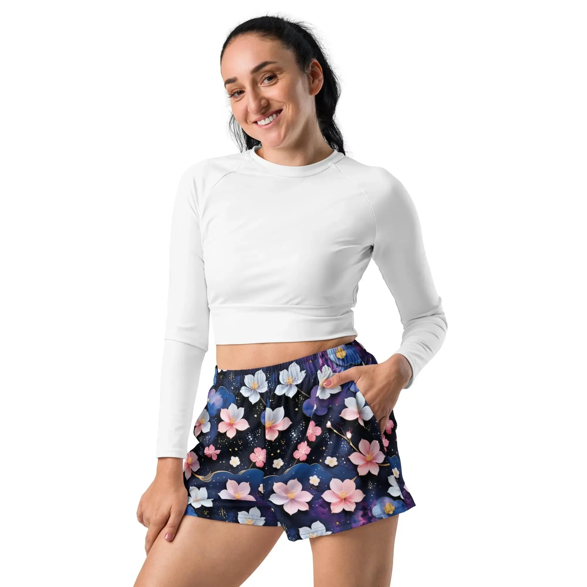 Unisex Athletic Shorts - Midnight Sakura