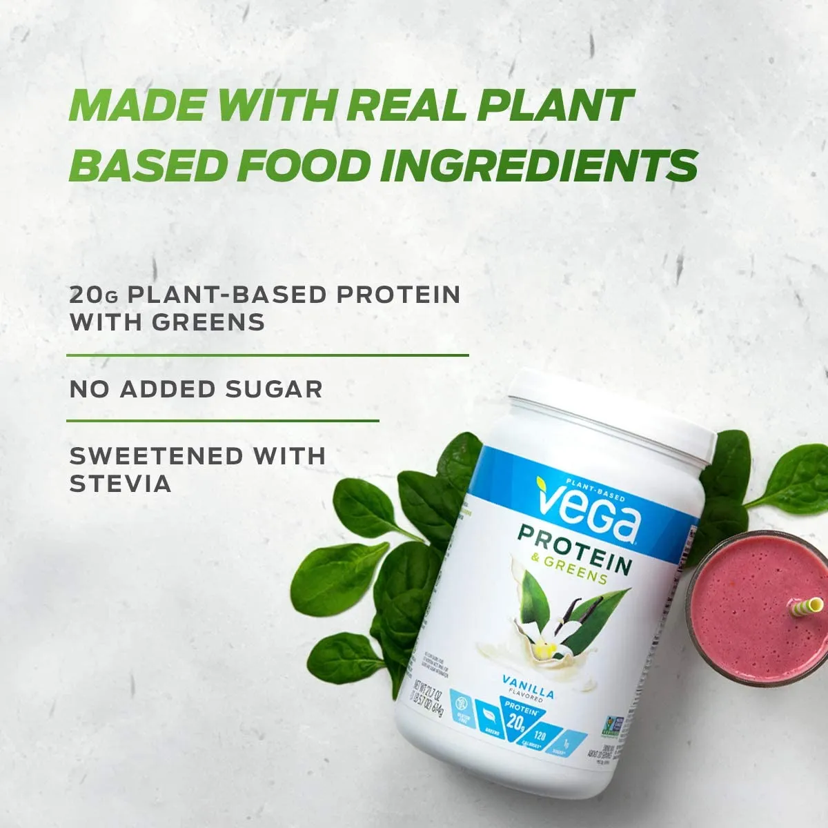 Vega Protein and Greens, Berry, Vegan Protein Powder, 20g Plant Based Protein, Low Carb, Keto, Dairy Free, Gluten Free, Non GMO, Pea Protein for Women and Men, 1.3 Pounds (21 Servings)