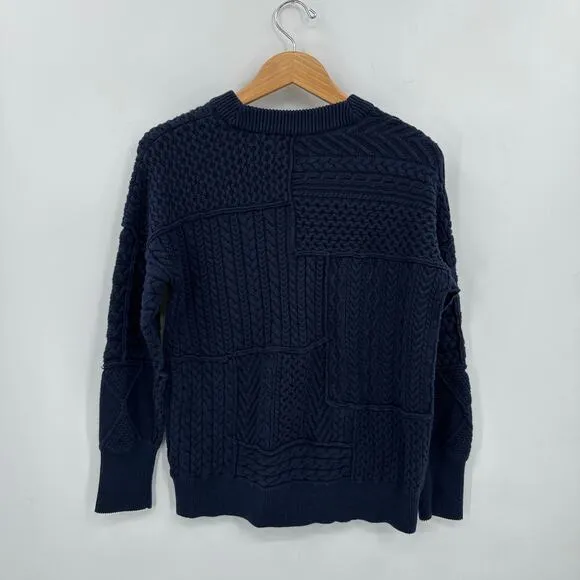 vineyard vines Fisherman Patchwork Crewneck Sweater in Navy Blue Size Medium