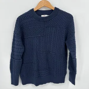 vineyard vines Fisherman Patchwork Crewneck Sweater in Navy Blue Size Medium
