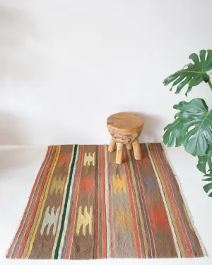 Vintage Aegean Kilim Rug 4'3"x4'5"
