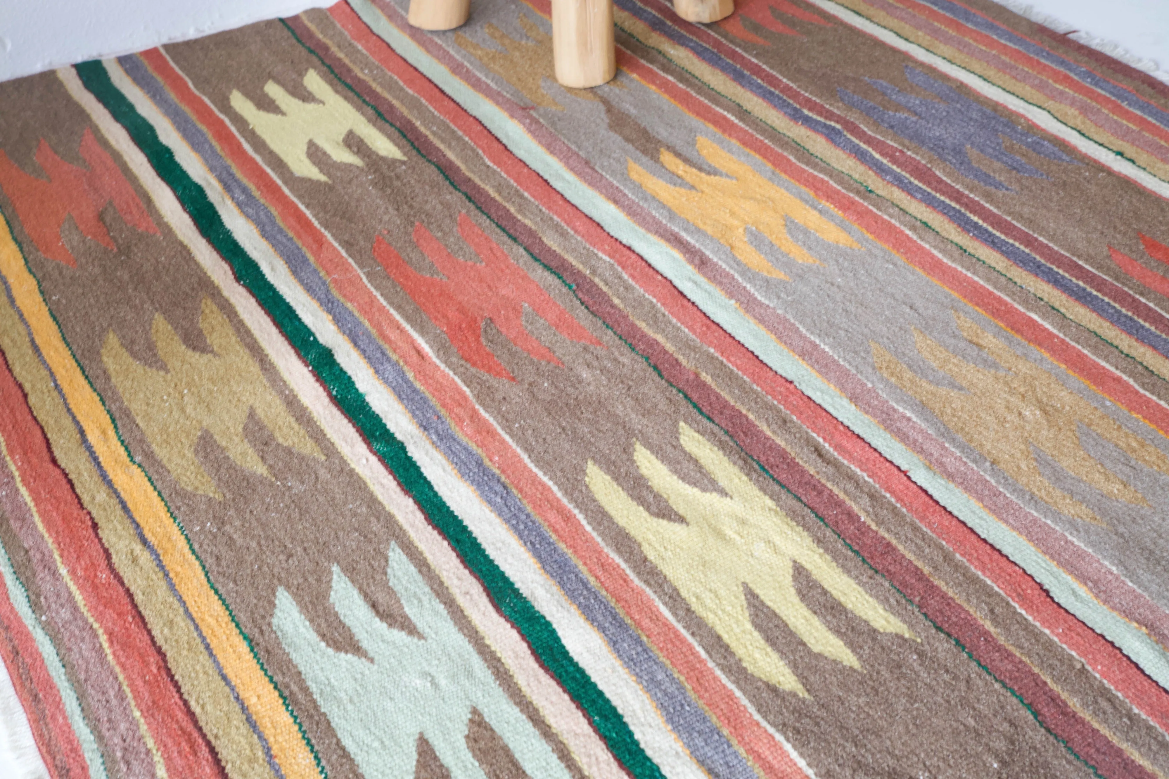 Vintage Aegean Kilim Rug 4'3"x4'5"