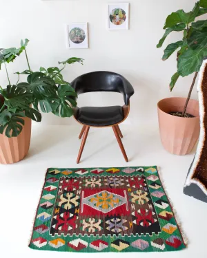 Vintage Mini Turkish Kilim Rug 2'9"x3'5"