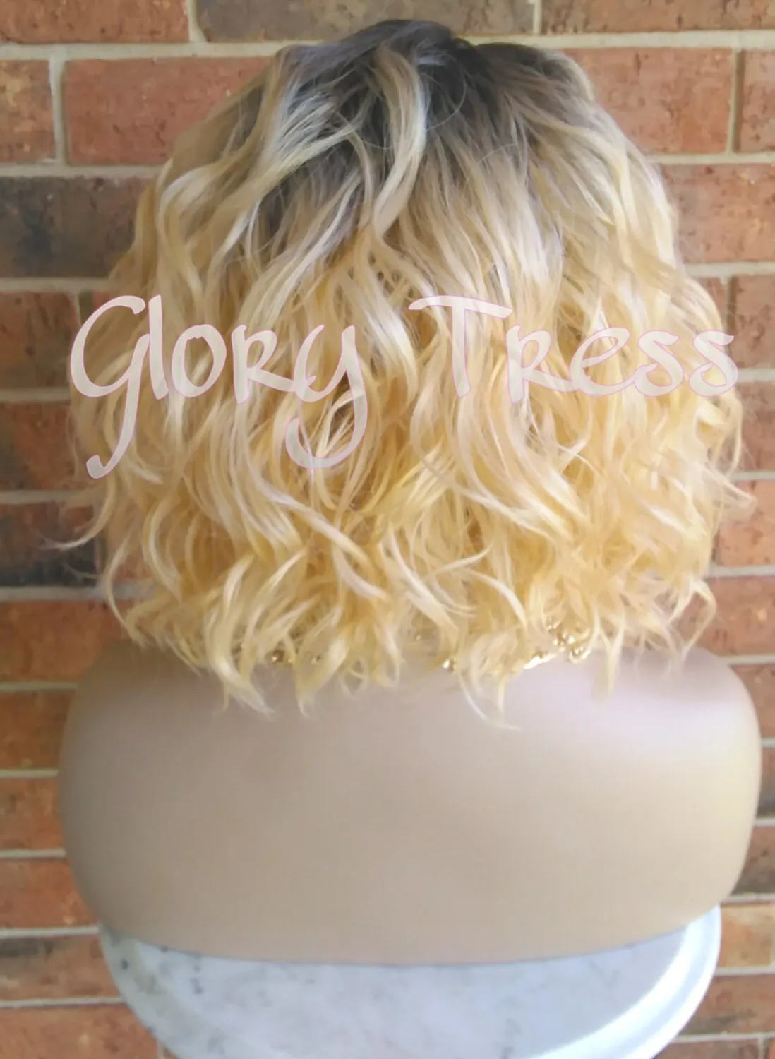 Wavy Bob Lace Front Wig, 100% Human Hair Blend, Ombre 613 Blonde // DELIGHT ( Free Shipping)