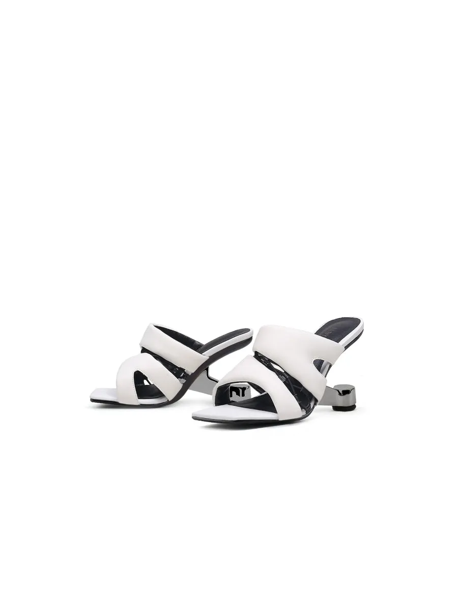 White Croissant Leather Slide