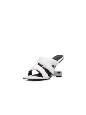 White Croissant Leather Slide