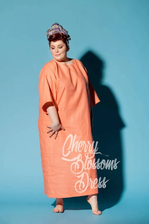 White Linen Dress, Plus Size Linen, Kimono Dress, Plus Size Wedding Dress, Pocket Dress, Loose Maxi Dress, Minimalist Clothing, Boho Dress