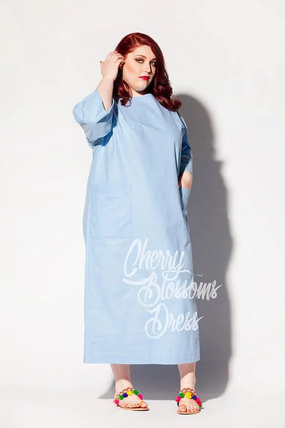 White Linen Dress, Plus Size Linen, Kimono Dress, Plus Size Wedding Dress, Pocket Dress, Loose Maxi Dress, Minimalist Clothing, Boho Dress