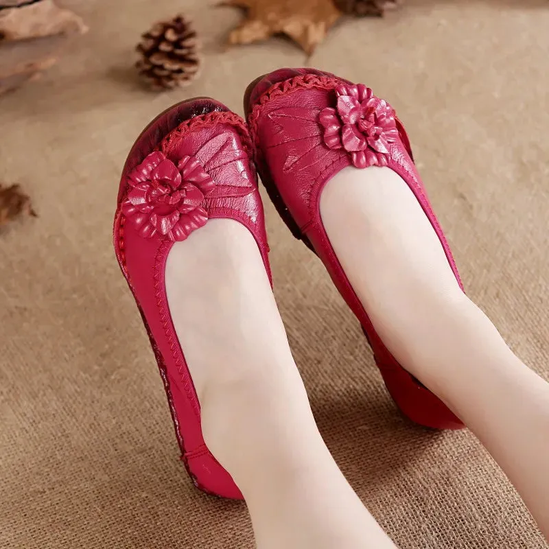 Women Genuine Leather Shoes Female Brand High Quality Comfort Flats Mom Casual Summer Shoes 2023 Fashion Oxford Flats