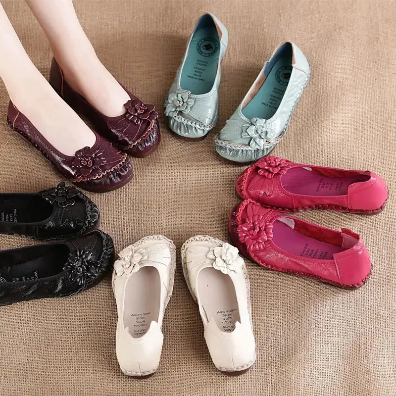 Women Genuine Leather Shoes Female Brand High Quality Comfort Flats Mom Casual Summer Shoes 2023 Fashion Oxford Flats