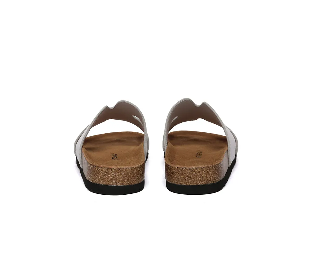 Women Slides Leather Flat Heidy