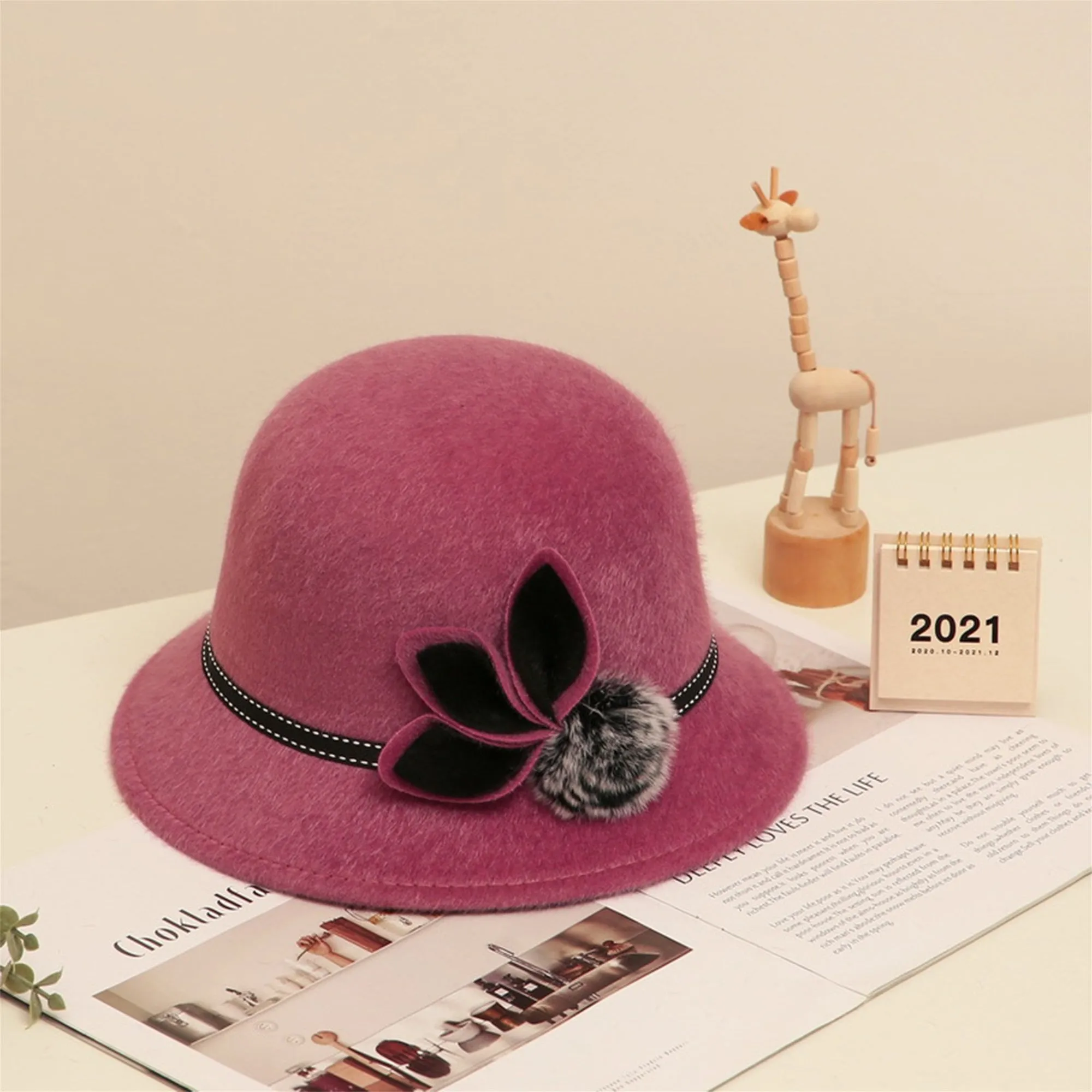 Women's Fuzzy Mink Fur Bucket Hat – Warm & Stylish Winter Accessory