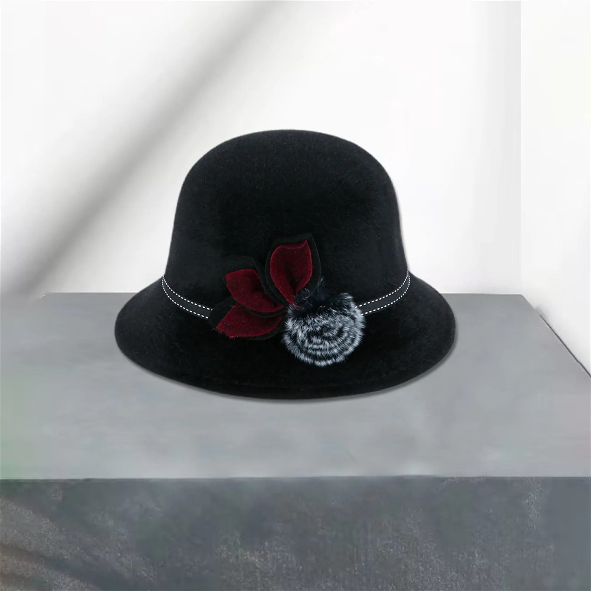 Women's Fuzzy Mink Fur Bucket Hat – Warm & Stylish Winter Accessory