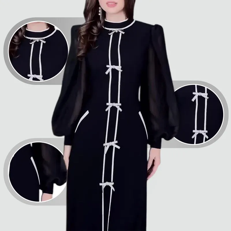 Women’s Temperament Half-turtleneck Maxi Dress with Pockets
