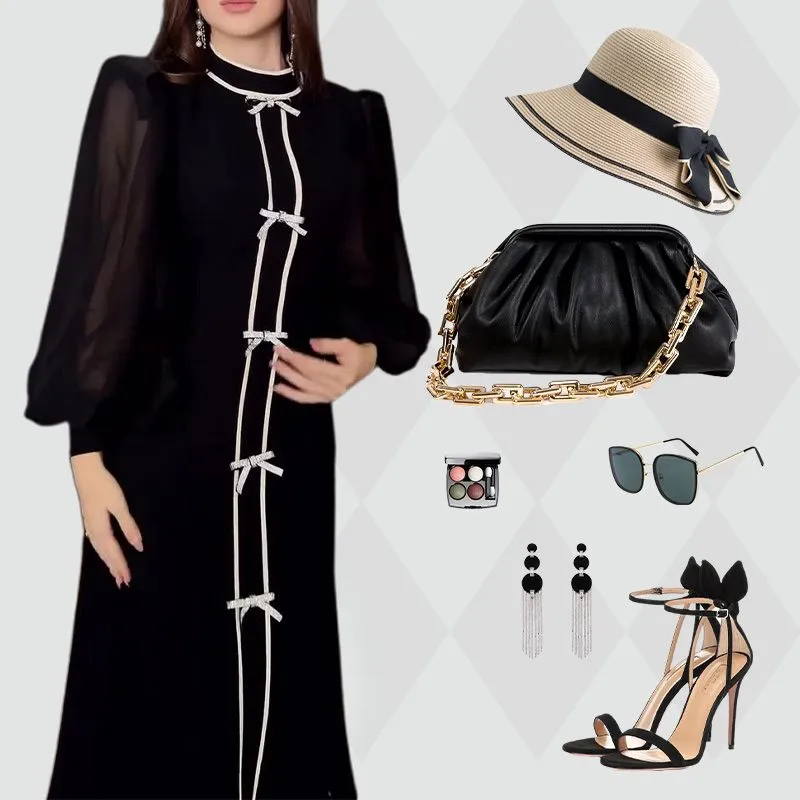 Women’s Temperament Half-turtleneck Maxi Dress with Pockets