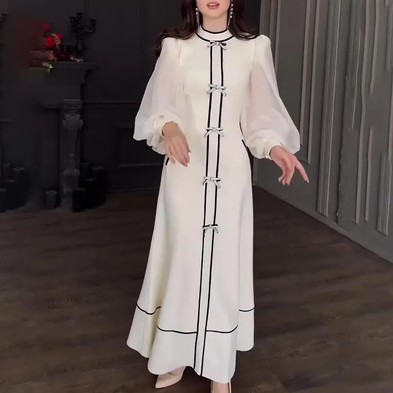 Women’s Temperament Half-turtleneck Maxi Dress with Pockets