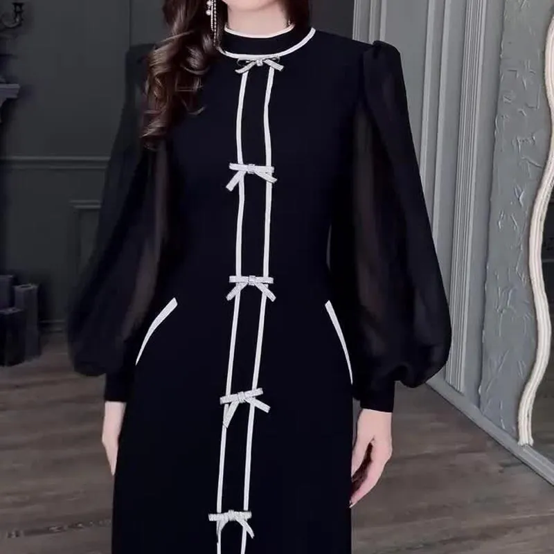 Women’s Temperament Half-turtleneck Maxi Dress with Pockets